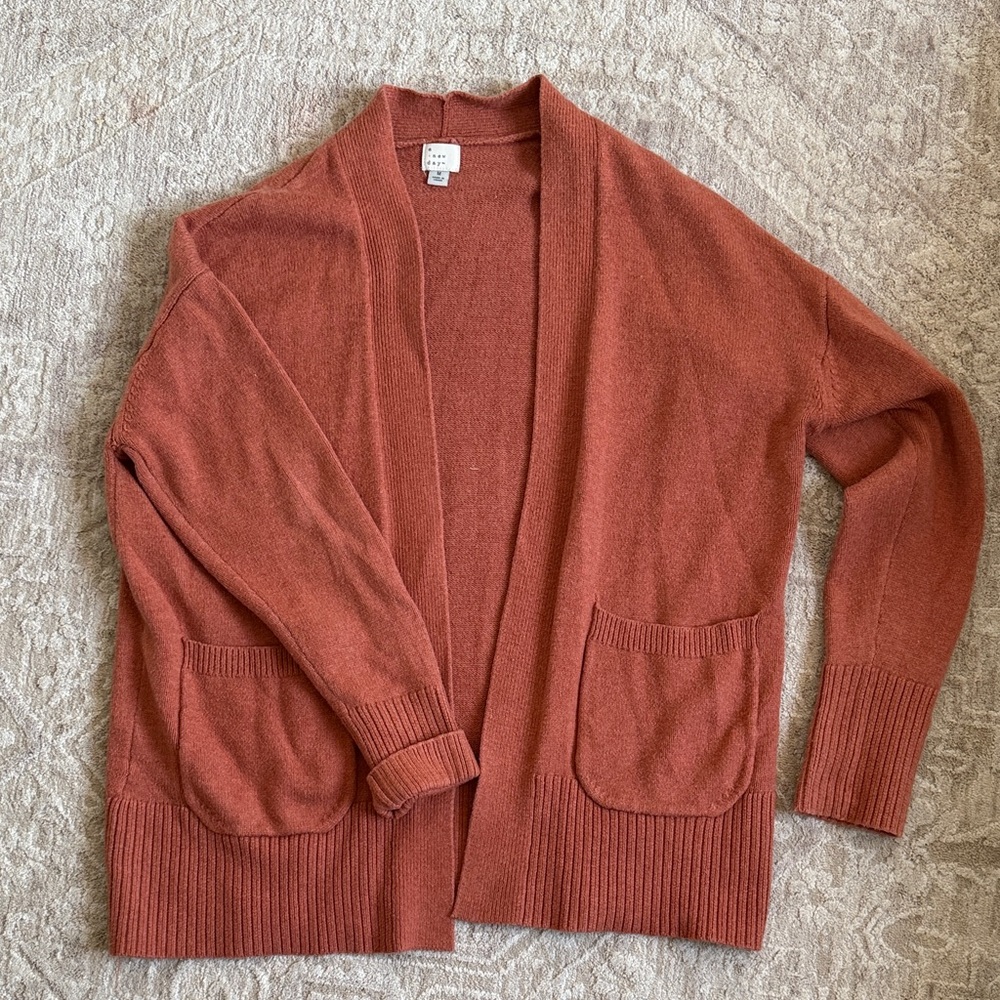 a new day Women's Rust Open Cardigan